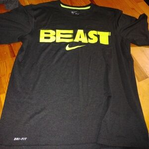 Nike Black T-Shirt with Yellow 'Beast' Graphic
